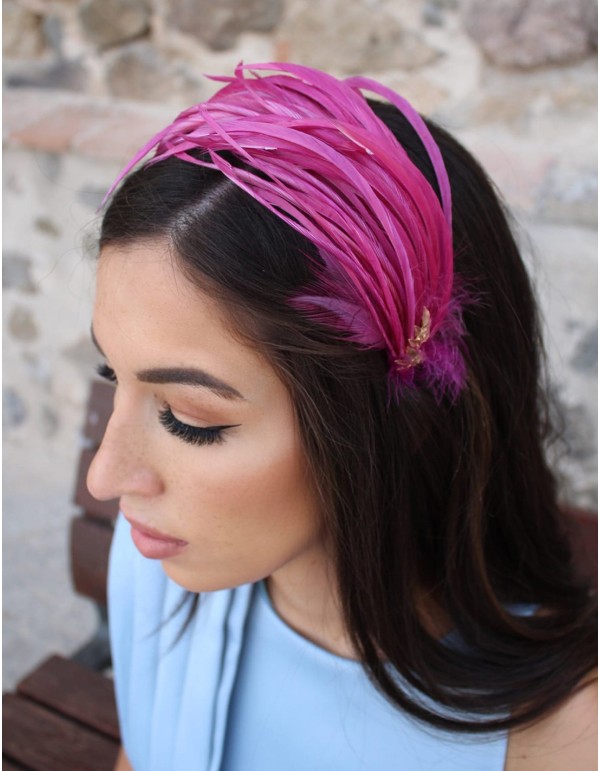 Aubergine feather guest headband