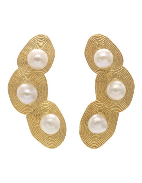 Pendientes de fiesta XL dorados con perlas