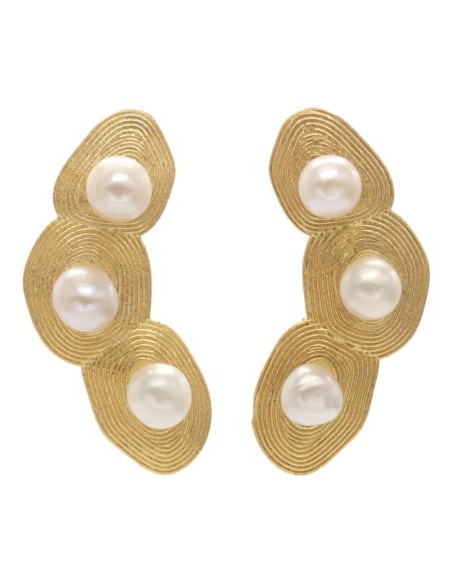 Pendientes de fiesta XL dorados con perlas