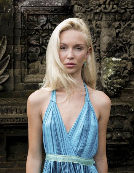 Boucle d'oreilles d'or avec pierre turquoise