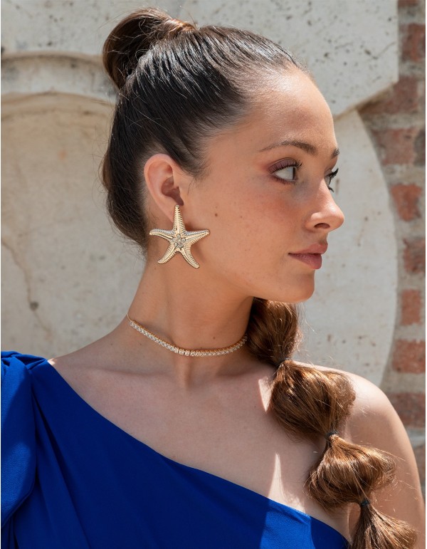 Starfish-shaped evening earrings