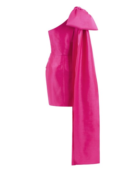 Vestido de fiesta asimétrico con lazo al hombro - Teresa Andrés Gonzalvo