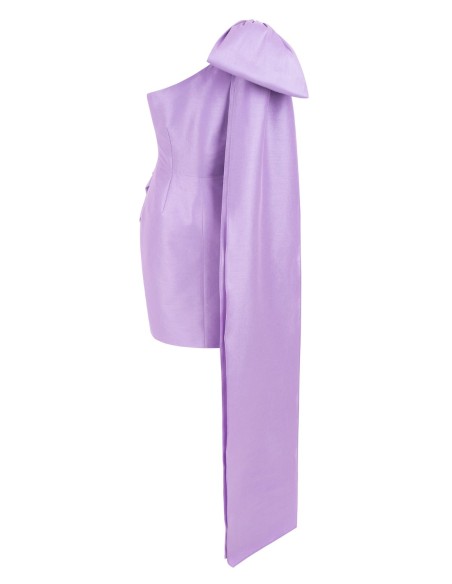 Asymmetric party dress with off-the-shoulder bow - Teresa Andrés Gonzalvo