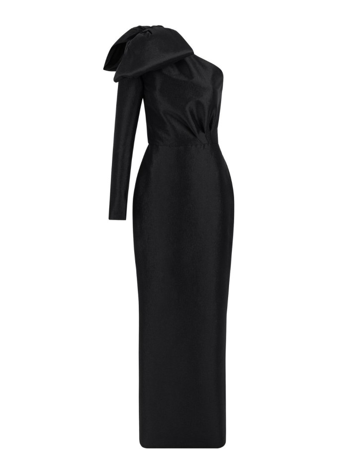 Long party dress with asymmetric neckline and lace - Teresa Andrés Gonzalvo