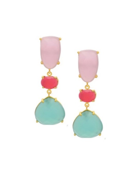 Pendientes de fiesta con piedras con tres piedras con formas geométricas perfectos para verano.