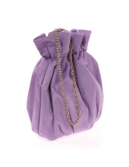 Suede effect bowler bag with chain