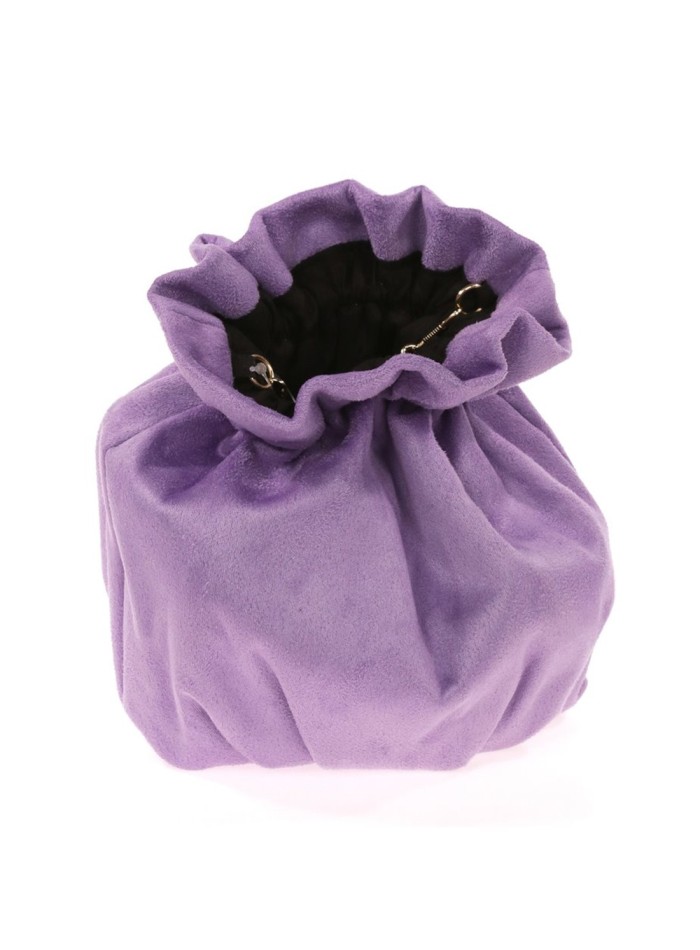 Suede effect bowler bag with chain