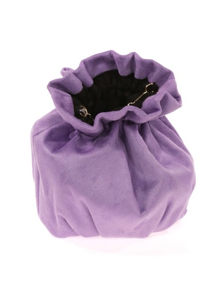 Suede effect bowler bag with chain