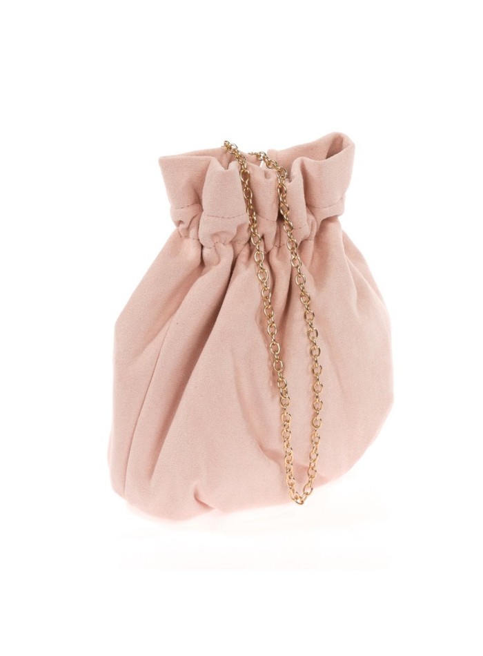 Suede effect bowler bag with chain