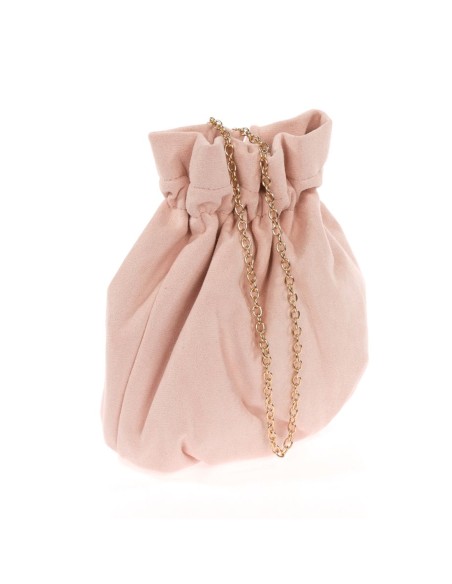 Suede effect bowler bag with chain