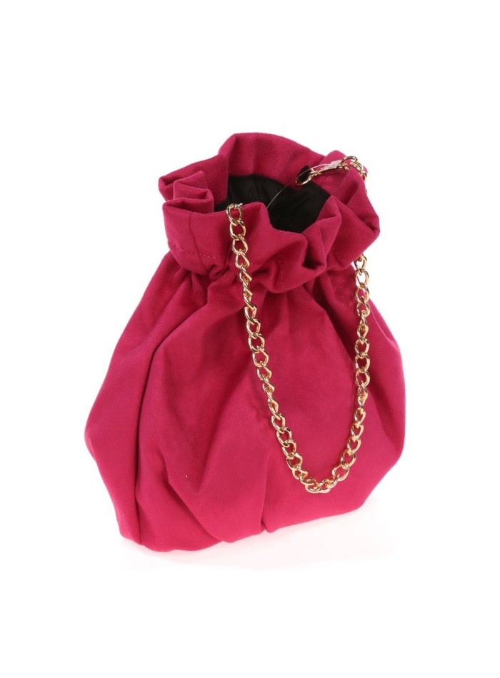 Bolso bombonera efecto ante con cadena