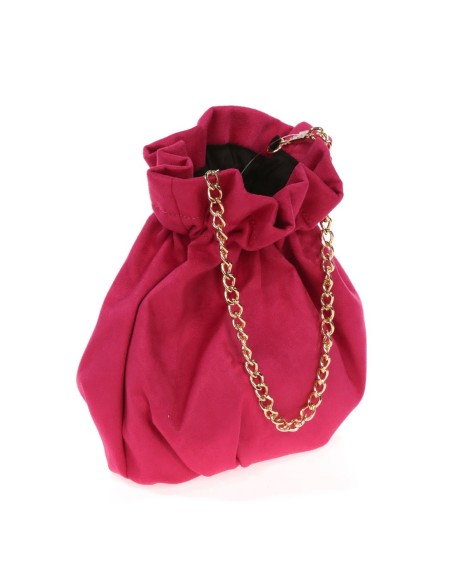 Bolso bombonera efecto ante con cadena