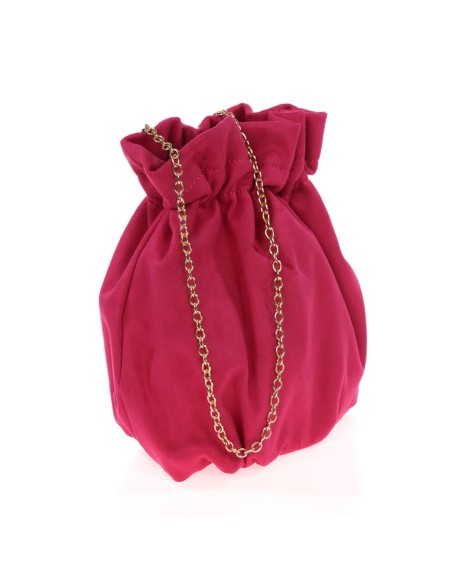 Suede effect bowler bag with chain