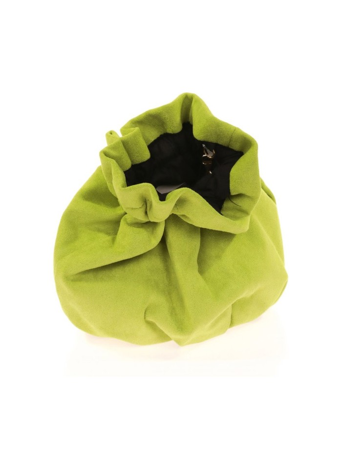 Suede effect bowler bag with chain