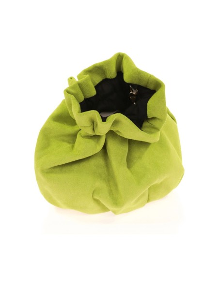 Suede effect bowler bag with chain