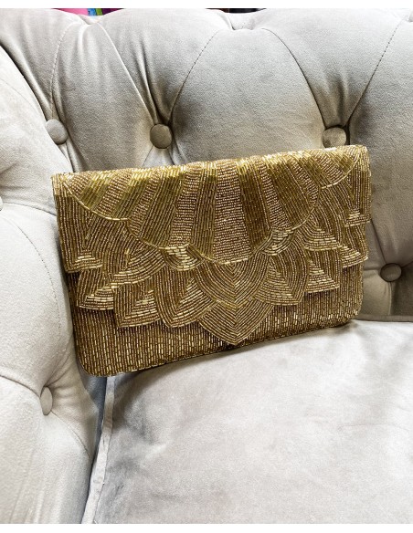 Gold rhinestone evening clutch for guests