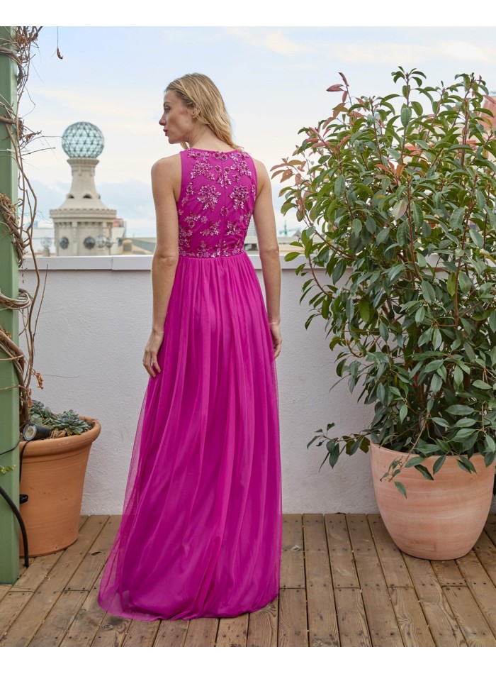 Robe longue de fête avec jupe en tulle et...