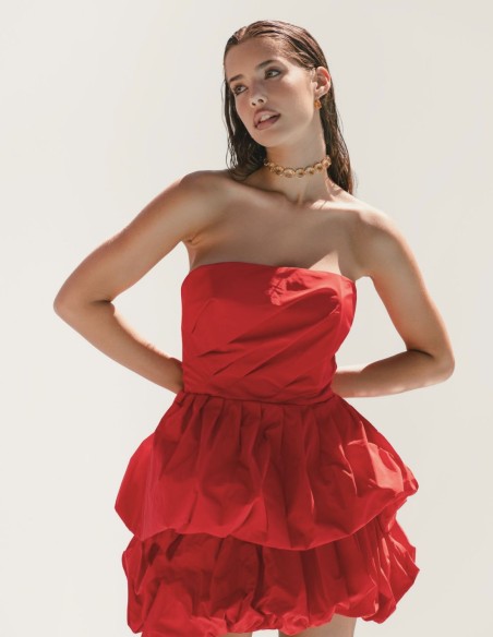 Short strapless evening dress