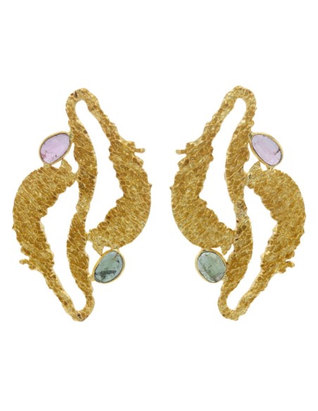 Boucle d'oreilles d'algues avec pierres naturelles