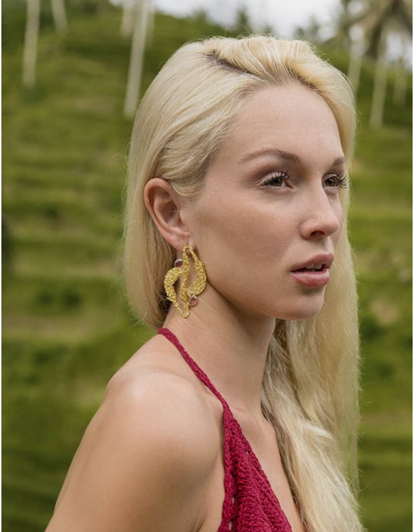 Seaweed party earrings with natural stones 2