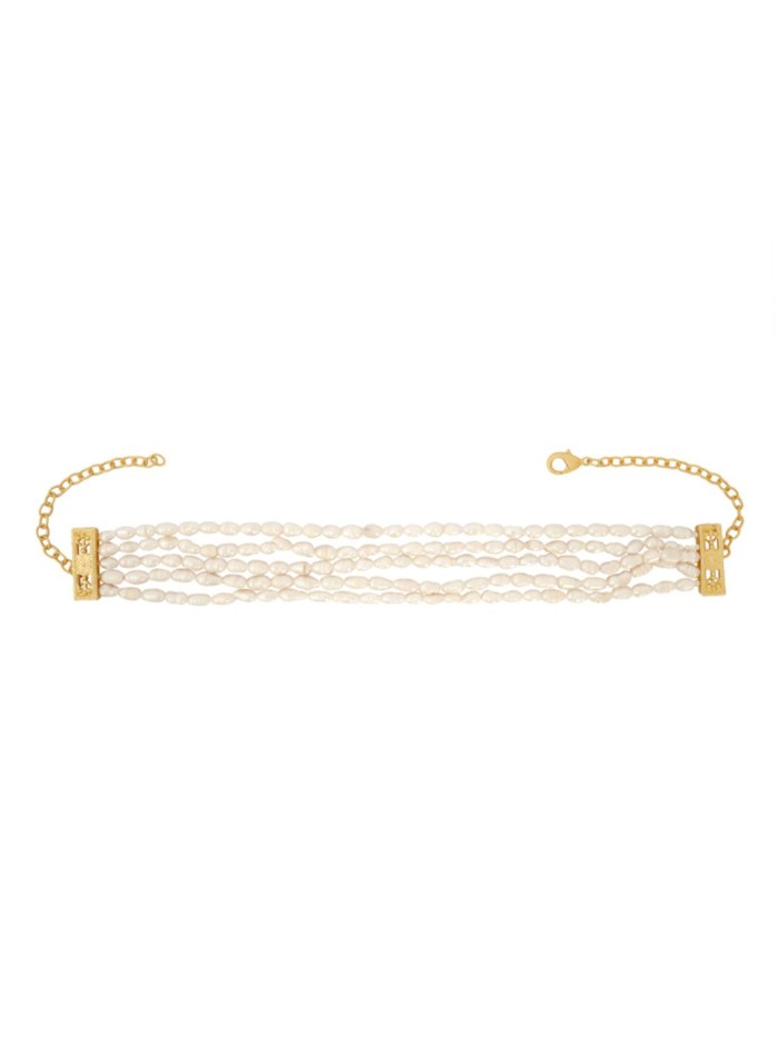 Choker quíntuple ovalado de perlas