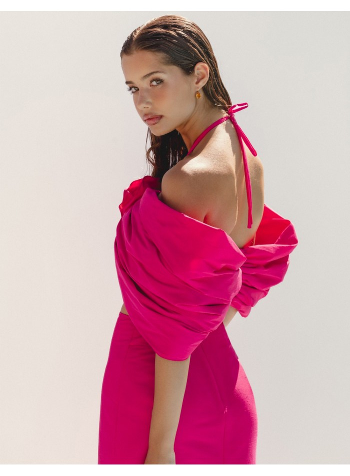 High-waisted pencil skirt with high waistline pink