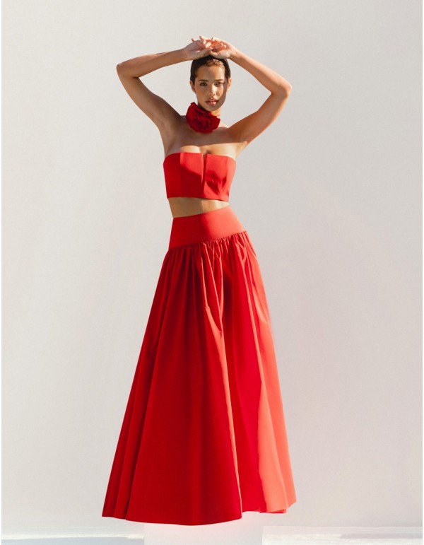 Strapless party top with flower detail 2