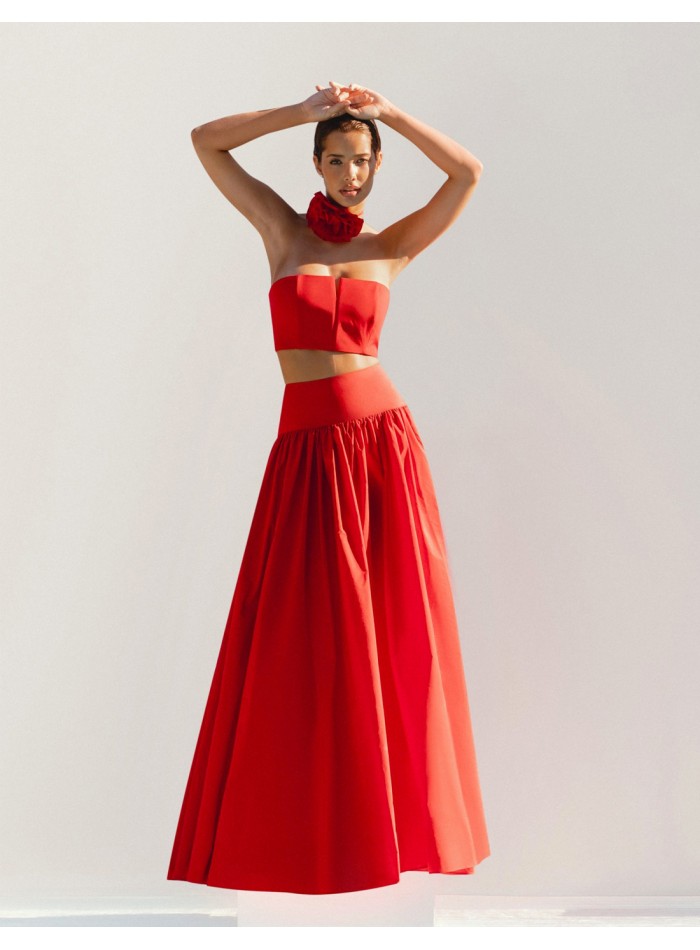 Strapless party top with flower detail