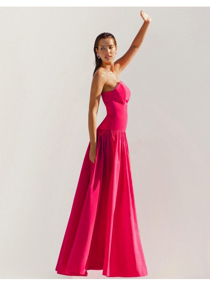 Vestido de fiesta largo con escote bandeau...