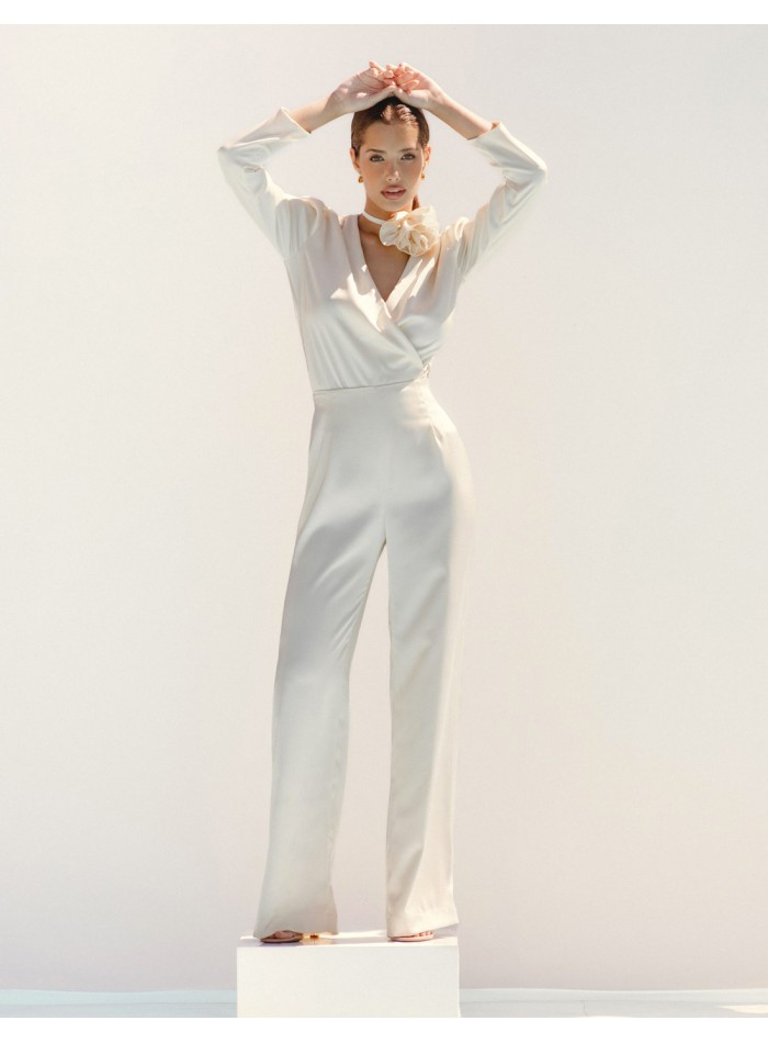 Satin party pants with high waistband