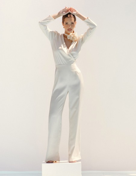 Satin party pants with high waistband