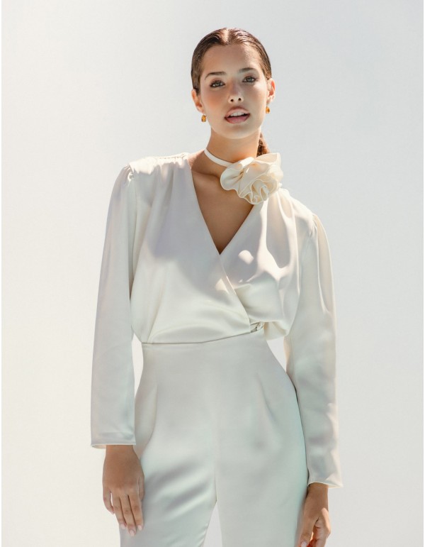 Satin party pants with high waistband 2