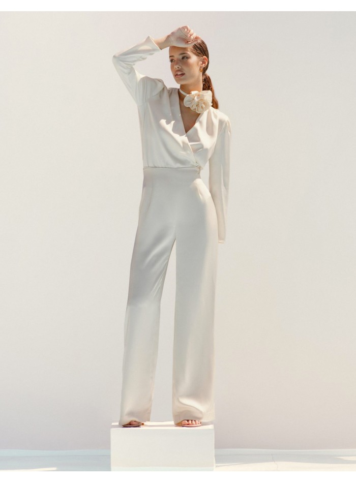 Satin party pants with high waistband