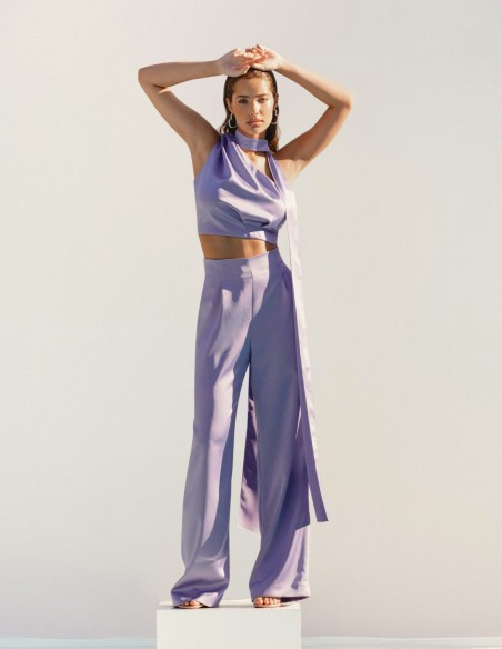 Fluid high waist long party pants