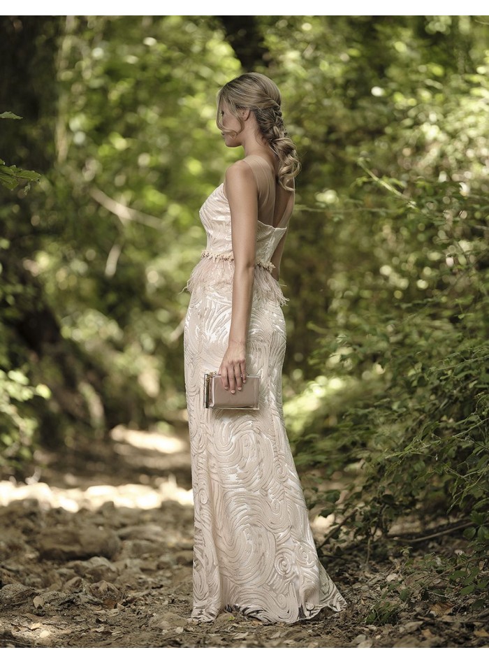 Long party dress embroidered with sequins