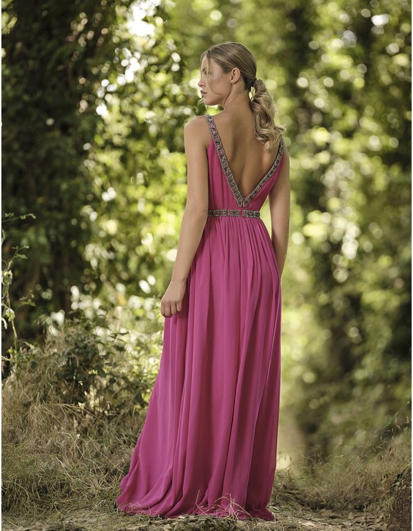 Long party dress with rhinestone straps 2