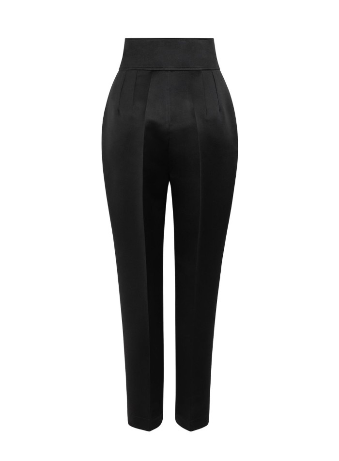 Pantalon à taille large et à plis avec ceinture...