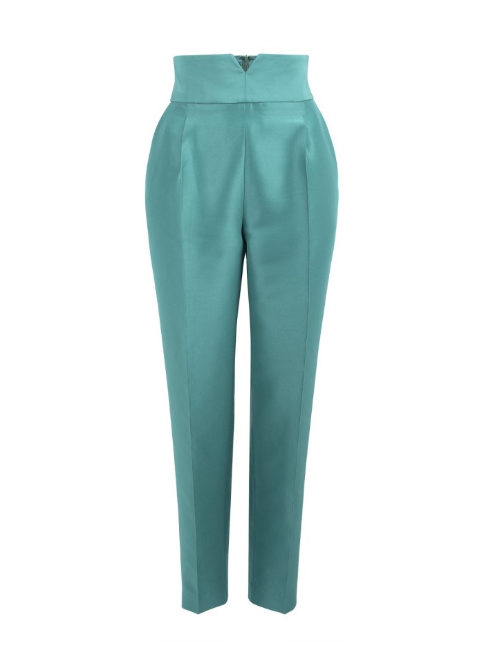 Pantalon à taille large et à plis avec ceinture...