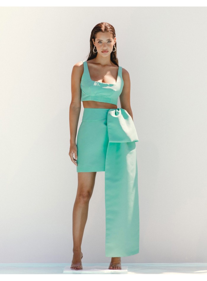 Crop top de fiesta con tirante grueso y cierre...