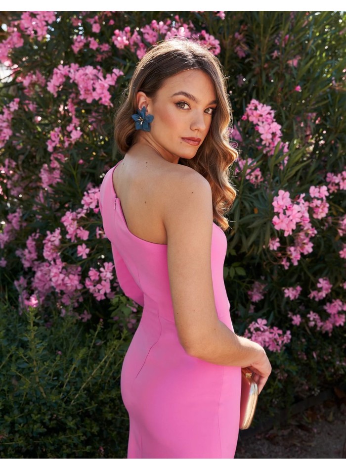 Vestido midi de fiesta escote asimétrico