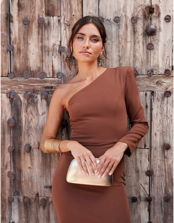 Vestido midi de fiesta escote asimétrico 2