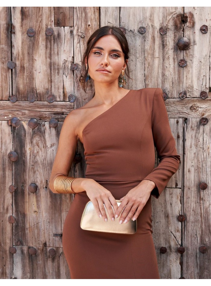 Vestido midi de fiesta escote asimétrico