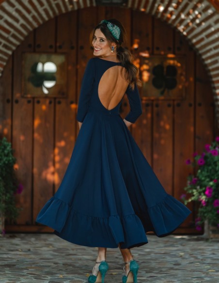 Robe de soirée midi avec dos ouvert - Invitada Perfecta