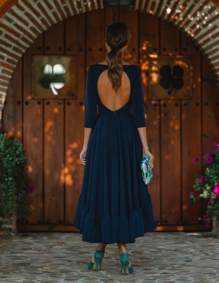 Robe de soirée midi avec dos ouvert - Invitada Perfecta
