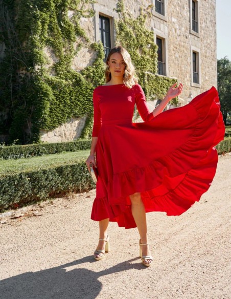 Vestido de fiesta midi con espalda descubierta - Invitada Perfecta