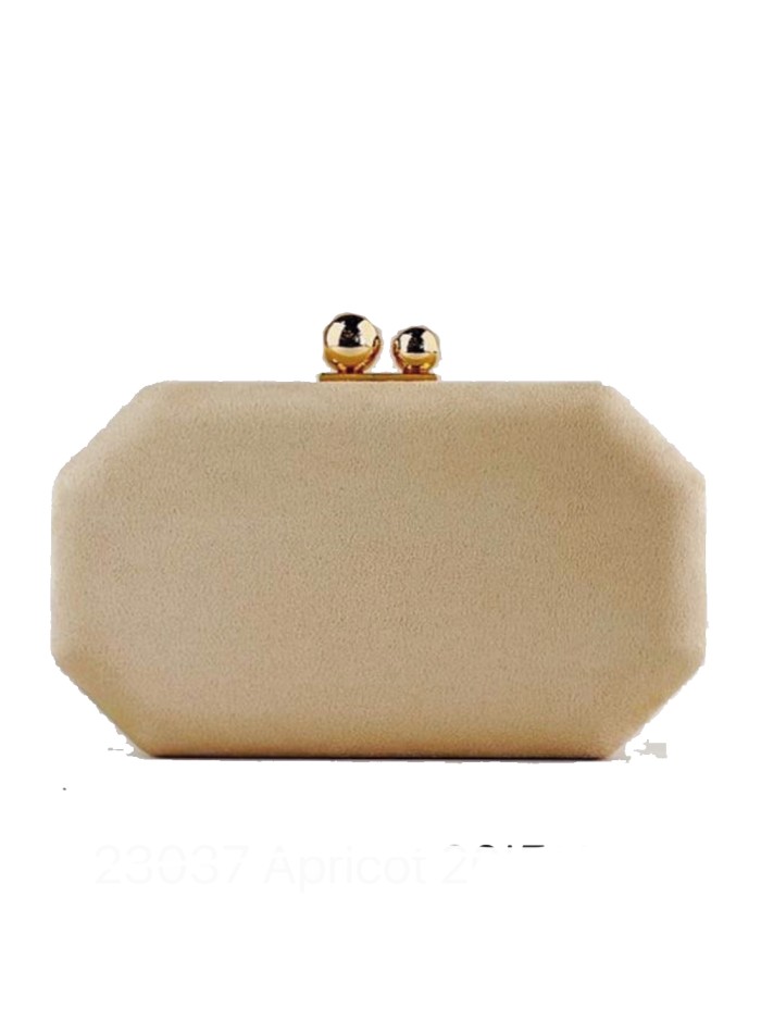 Suede evening clutch bag with metallic fastening