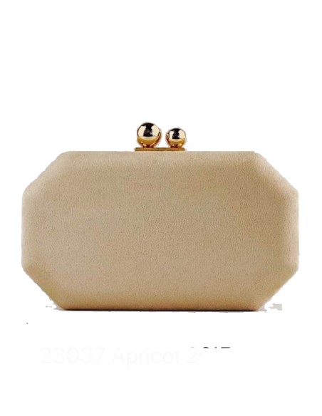 Suede evening clutch bag with metallic fastening
