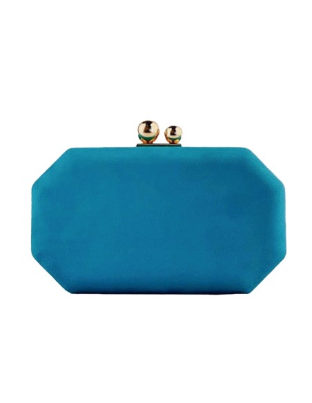 Suede evening clutch bag with metallic fastening