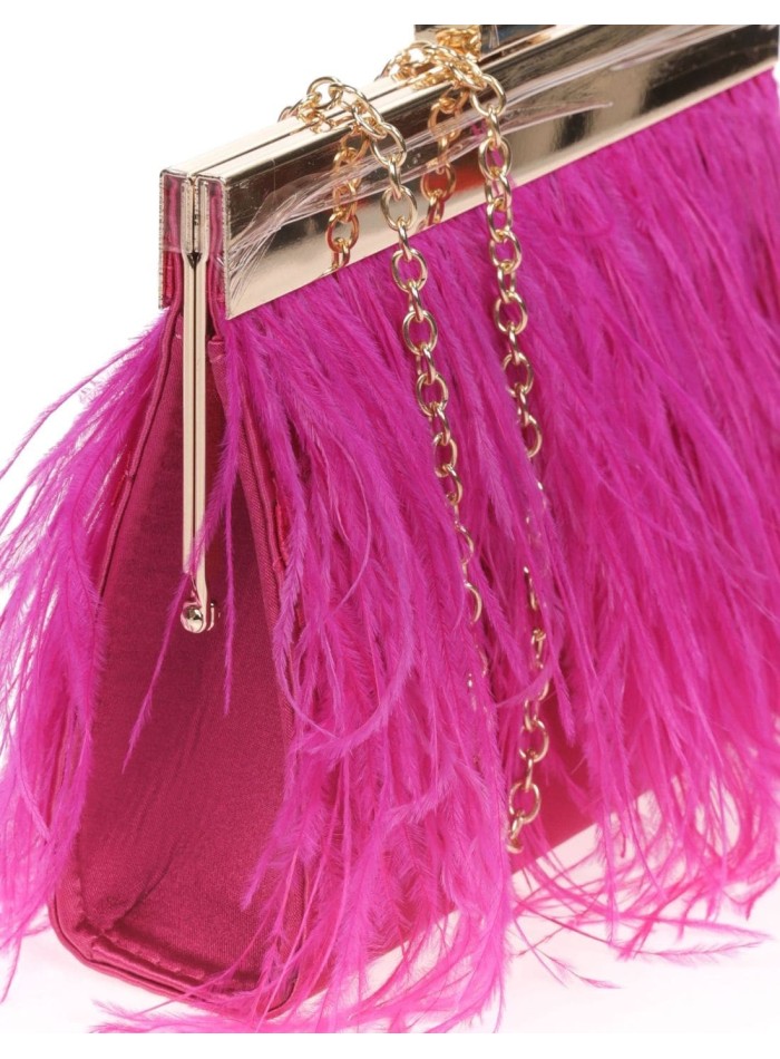 Clutch bag with fine feathers on both sides and...