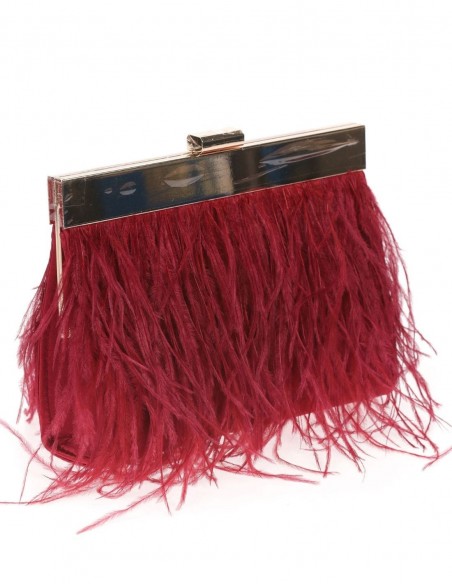 Bolso de plumas finas en ambos lados y cierre metálico